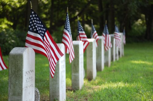 Memorial Day American flags in cemetery.www.sallymatheny.com