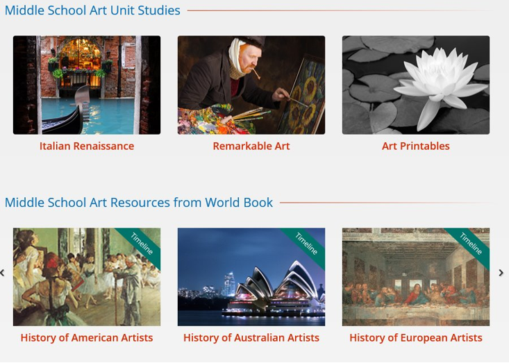 Photos depicting art classes offered at SchoolhouseTeachers.com.