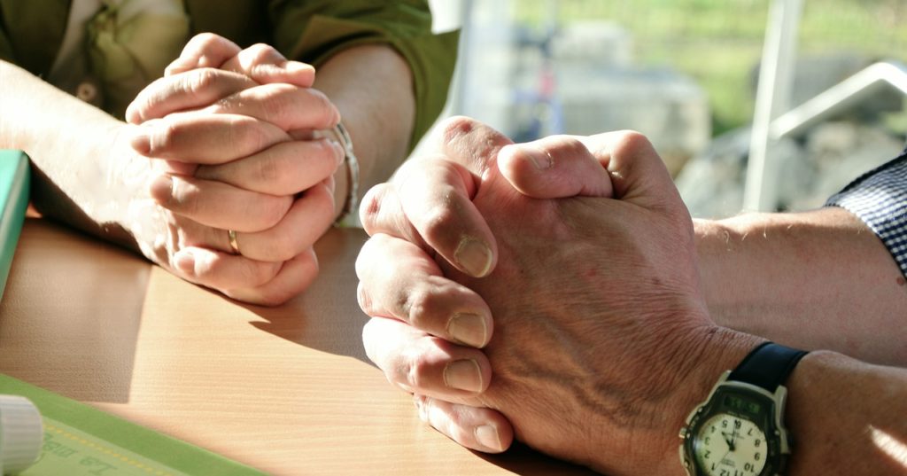 Praying Hands with text: "When you want to quit fighting spiritual battles, know when to be still."
