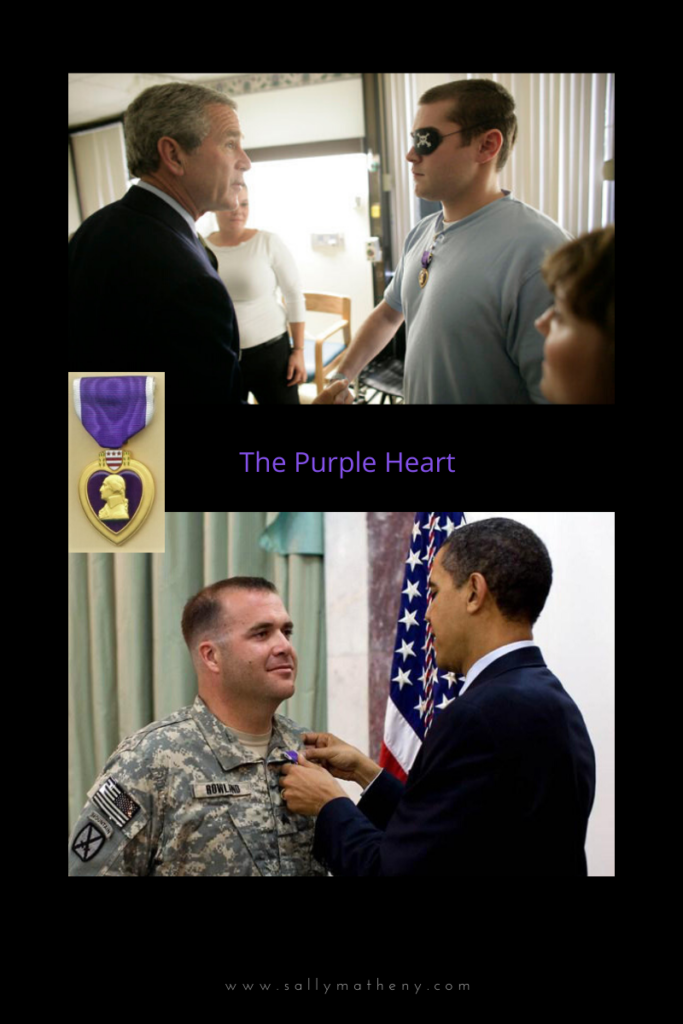 President G.W. Bush and President Obama presenting Purple Hearts.