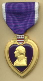 2 Generals & 4 Presidents transformed the Purple Heart Medal.  Photo of a Purple Heart medal.