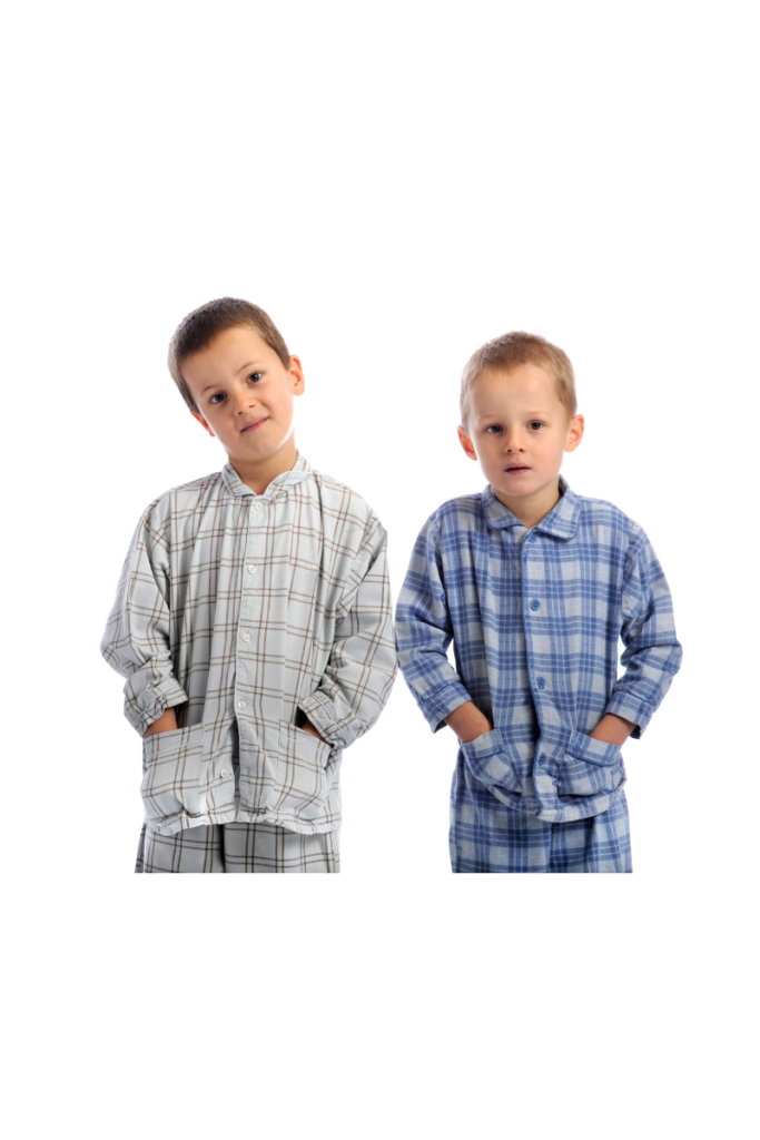 Two little boys in pajamas.
