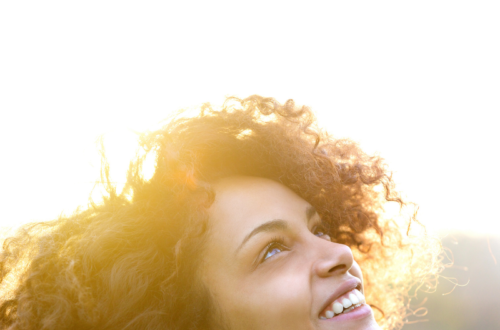 woman looking up