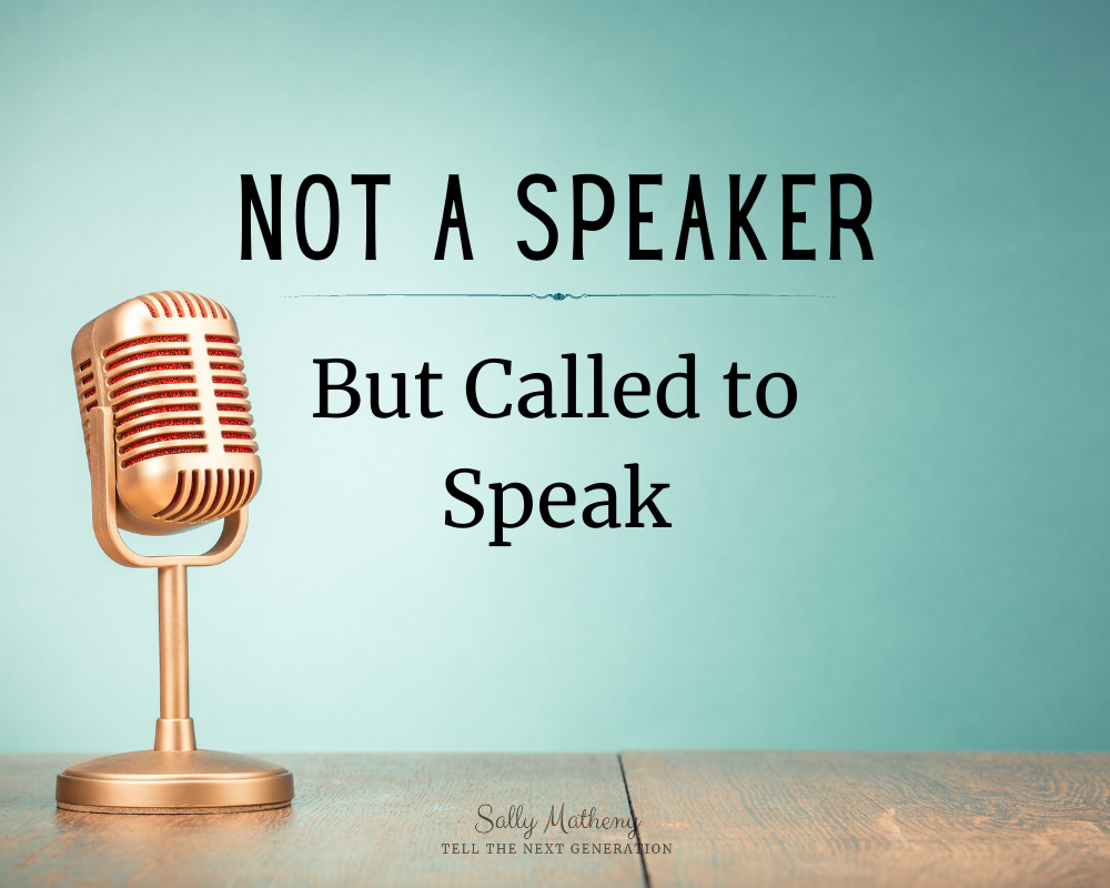 Shows a microphone. Text: Not a Speaker But Called to Speak