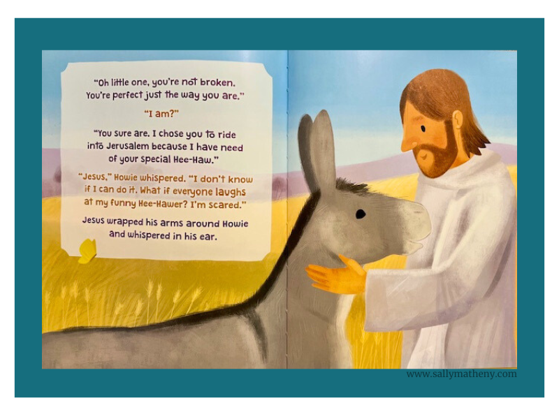 Shows inside illustration from HOWIE'S BROKEN HEE-HAW. Shows Jesus talking to Howie.