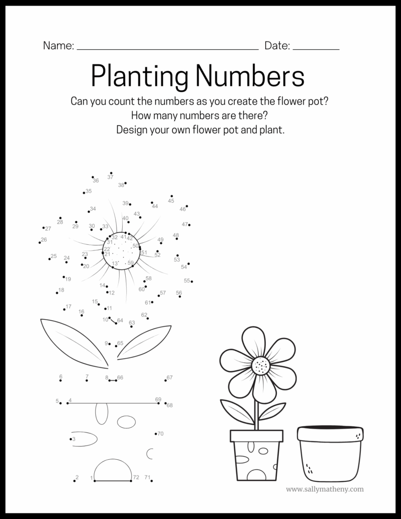 "Planting Numbers" Dot-to-Dot Flower Pots