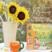 Table with sunflowers, pumpkin shaped teacup and the book: PUMPKIN DAY WITH BOO AND BELLE