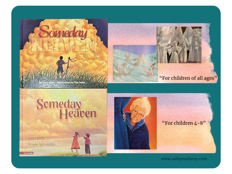 Shows covers of each edition of "Someday Heaven" along with an inside illustration from each.